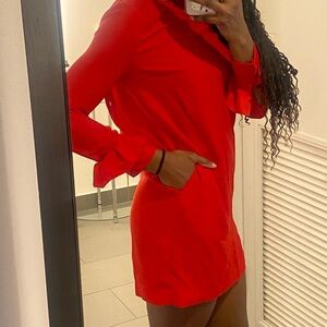 Banana Republic Vibrant Red Long Sleeve Dress